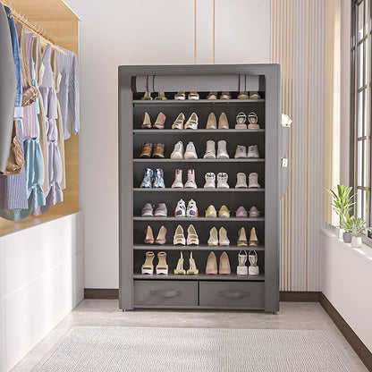 OYREL Shoe Rack Storage Cabinet 32 Pairs Organizer Shelf Tall - Image 4