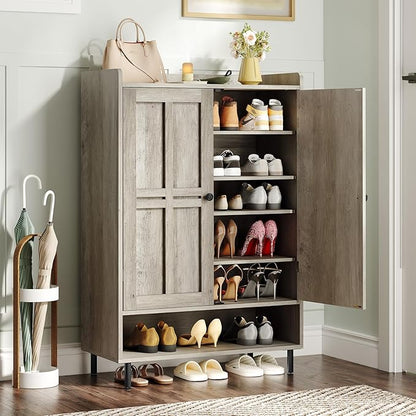 ONBRILL Shoe Cabinet with Cross Molding Doors, 6-Tier Shoe Storage Cabinet with by ONBRILL