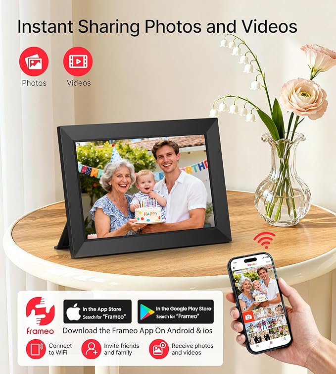 BIGASUO Digital Picture Frame, 10.1" Frameo Digital Frame WiFi - Image 2