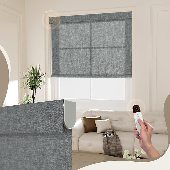 Boolegon Motorized Light Filtering Roller Blinds by Boolegon
