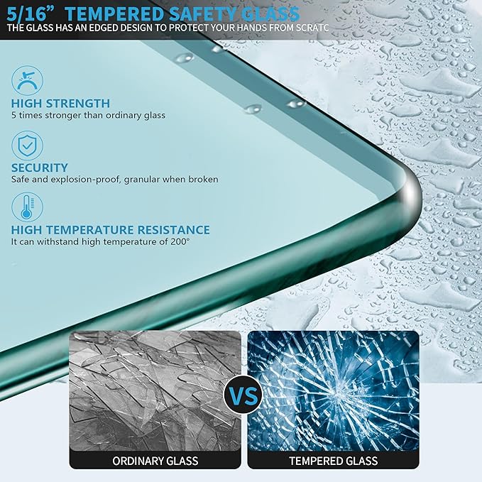 Shower Panel 48W*74H Inch, Bathroom Framed Fixed Glass Door, 5/16" Thick Clear - Image 6