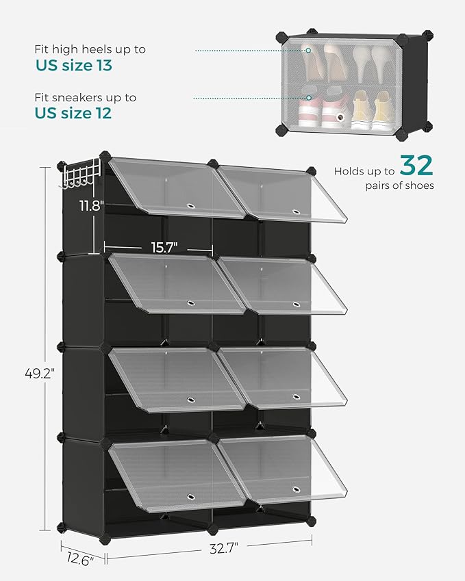 SONGMICS Shoe Rack Organizer, 8-Tier Shoe Storage Cabinet - Image 3