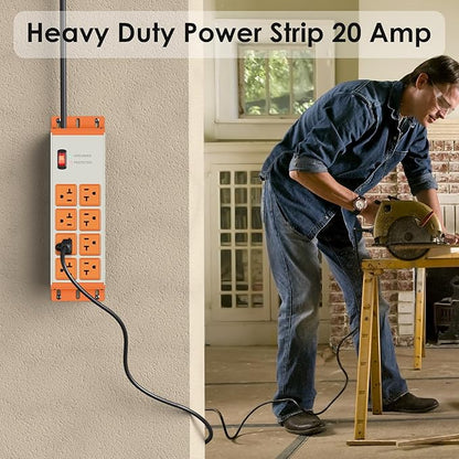 JUNNUJ Heavy Duty 20 Amp Surge Protector 4800J, Garage Metal 8 Outlets 12 Gauge - Image 6