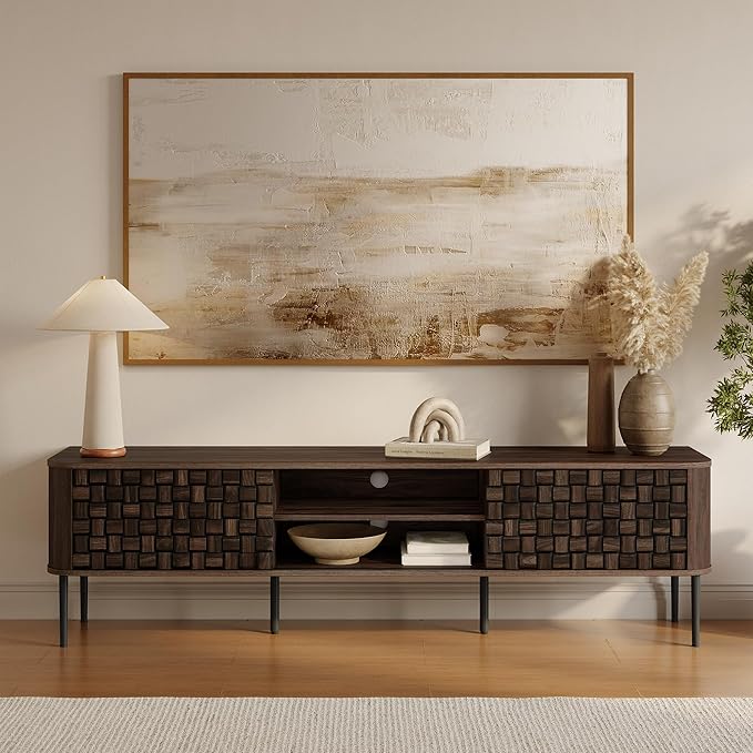 LuxenHome TV Stand for Living Room up to 80'' TVs, Media Console TV Console - Image 3
