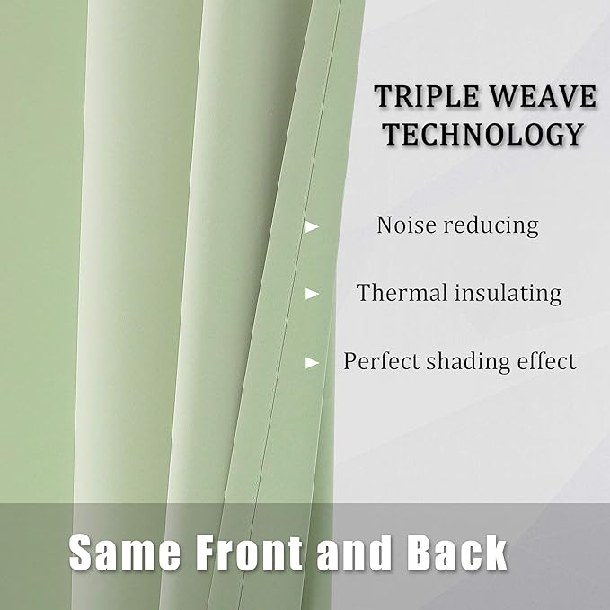 DUALIFE Light Green Blackout Curtain Panels/Drapes - Image 5