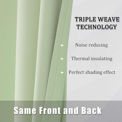 DUALIFE Light Green Blackout Curtain Panels/Drapes - Image 5
