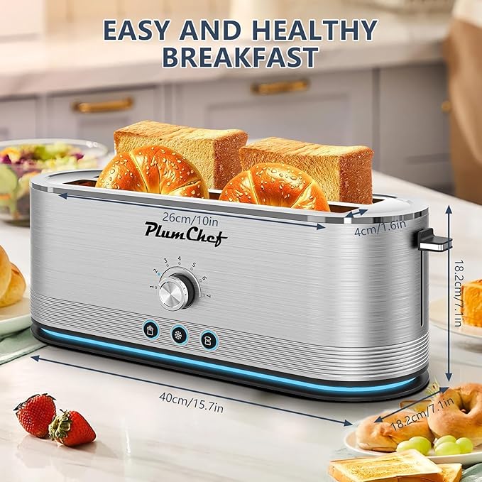 4-Slice Toaster, Extra Wide Long Slot Toaster, 7 Browning Settings, - Image 2