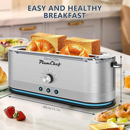 4-Slice Toaster, Extra Wide Long Slot Toaster, 7 Browning Settings, - Image 2