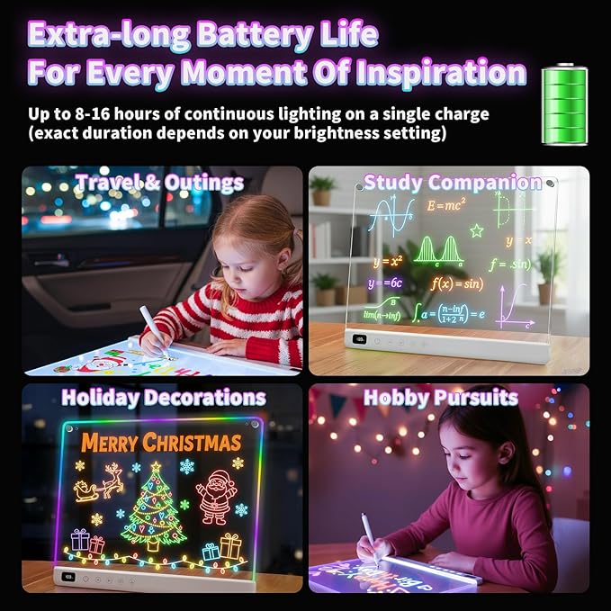 Led Drawing Board with 13 Light Effects, Neon Light Up Drawing Tablet Gifts - Image 5