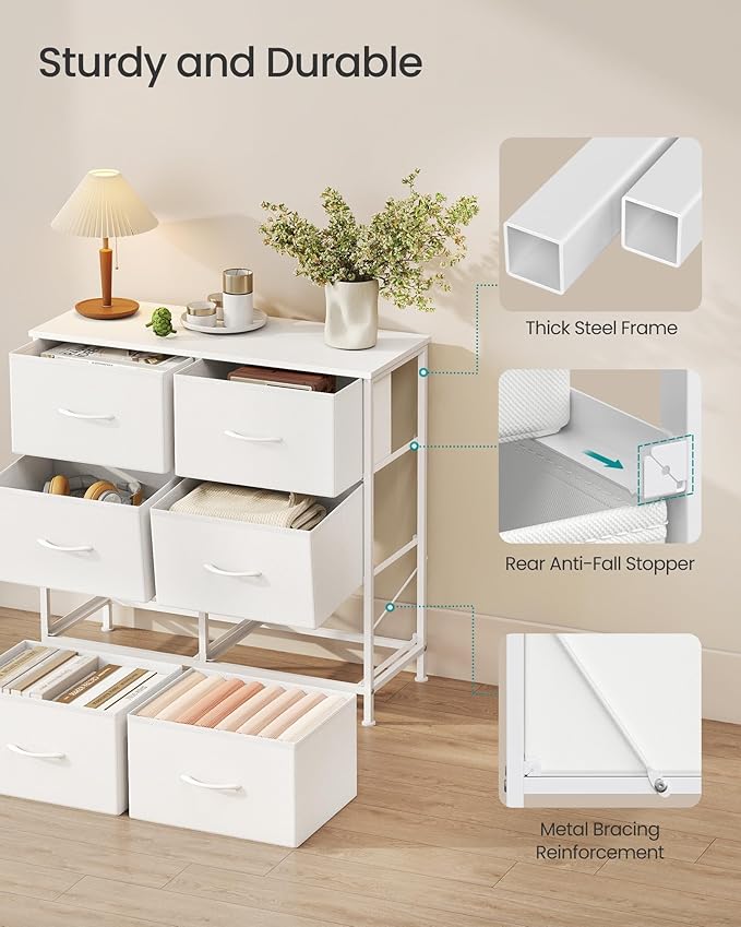 SONGMICS Dresser for Bedroom, Chest of Drawers, TV Stand, 6 Non-Woven Fabric - Image 6
