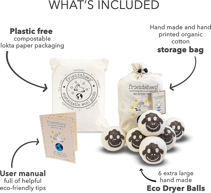 Friendsheep Wool Dryer Balls, Organic Reusable Fabric Softener Alternative - Image 4