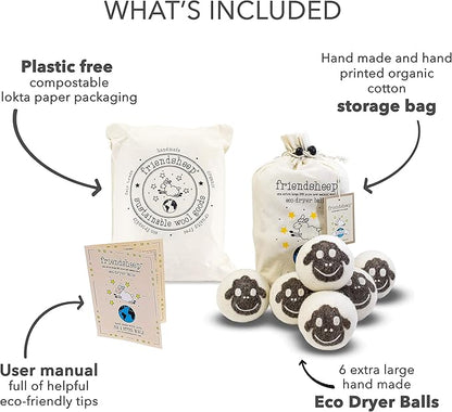 Friendsheep Wool Dryer Balls, Organic Reusable Fabric Softener Alternative - Image 4