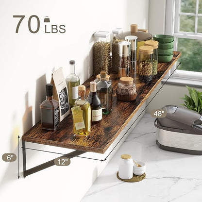 12 Inch Deep Floating Shelves, 48W x 12D Floating Shelves, Deep Wall Shelves - Image 3