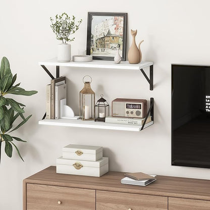 Deep White Floating Shelves for Wall, 10 Inch Deep Floating Shelf - Image 2