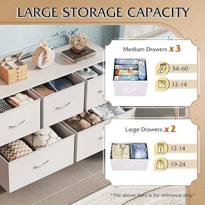 WLIVE Dresser for Bedroom with 5 Drawers, Wide Chest of Drawers, Fabric Dresser - Image 5