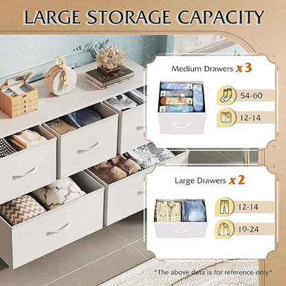 WLIVE Dresser for Bedroom with 5 Drawers, Wide Chest of Drawers, Fabric Dresser - Image 5