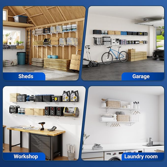 FLEXIMOUNTS 2-Pack 1x4ft 12-inch-by-48-inch Wall Shelf Garage Storage Rack Wall - Image 8
