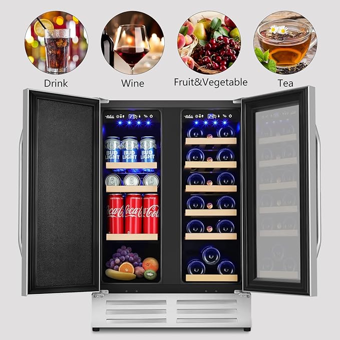 Wine and Beverage Refrigerator, 24 Inch Dual Zone Wine Beverage Cooler - Image 6