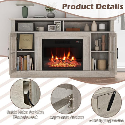 SIMOE Electric Fireplace TV Stand, 58 Inch Modern Console - Image 4