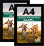 Americanflat A4 Picture Frame with Shatter-Resistant Glass - Set of 2-8.3x11.7 Frame with Engineered Wood - Signature Collection - A4 Frames for Tabletop and Wall Display - Black