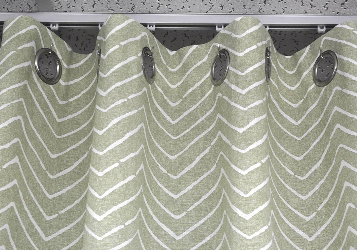 Ceiling Curtain Track Set with Wheeled Carriers and Hooks (9' in 2 Sections-White)