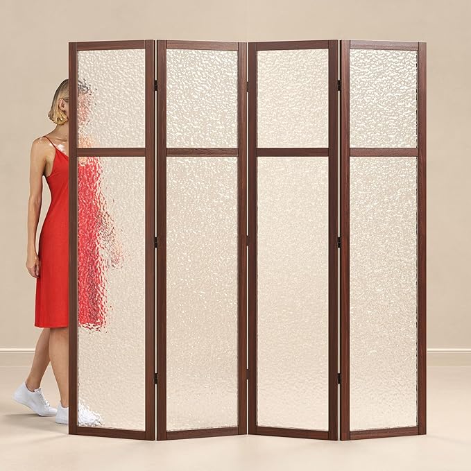 Acrylic Room Divider, 4-Panel Freestanding Partition Screen, Frosted - Image 6