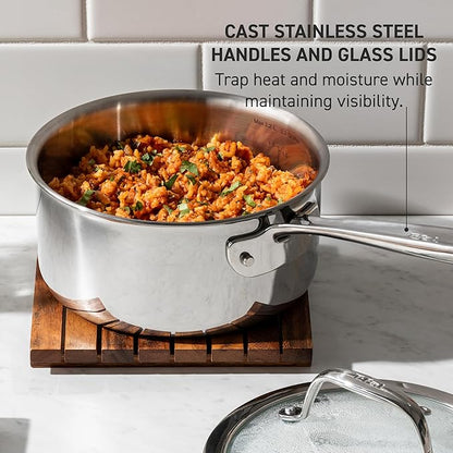 T-fal Pro Tri-Ply Stainless Steel Cookware Set, 10 Piece-Induction Compatible - Image 5