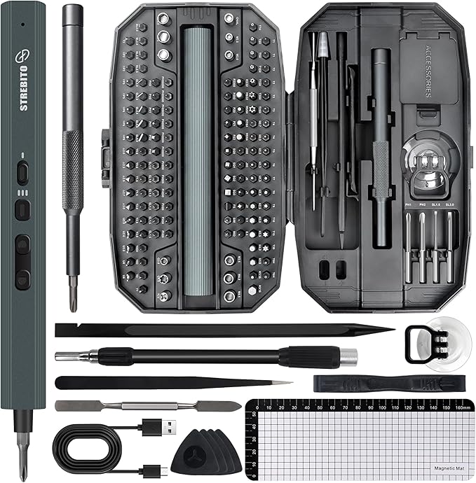 STREBITO Electric Screwdriver 155 in 1 Mini Electric Screwdriver Set, Max 5 N.m by STREBITO