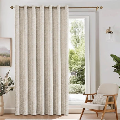 Beauoop Beige Floral Jacquard Blackout Curtains 84 Inches Long by Beauoop