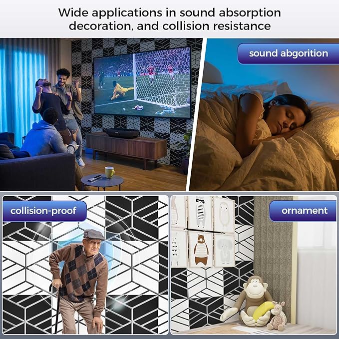 12 Pack 2-Layer Soundproof Wall Panels, 1.1lb/ft* High Density, Thicker 0.43 in - Image 6