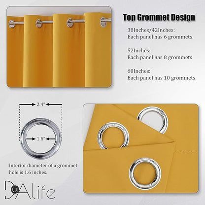 DUALIFE Dark Yellow Blackout Curtains - Image 3