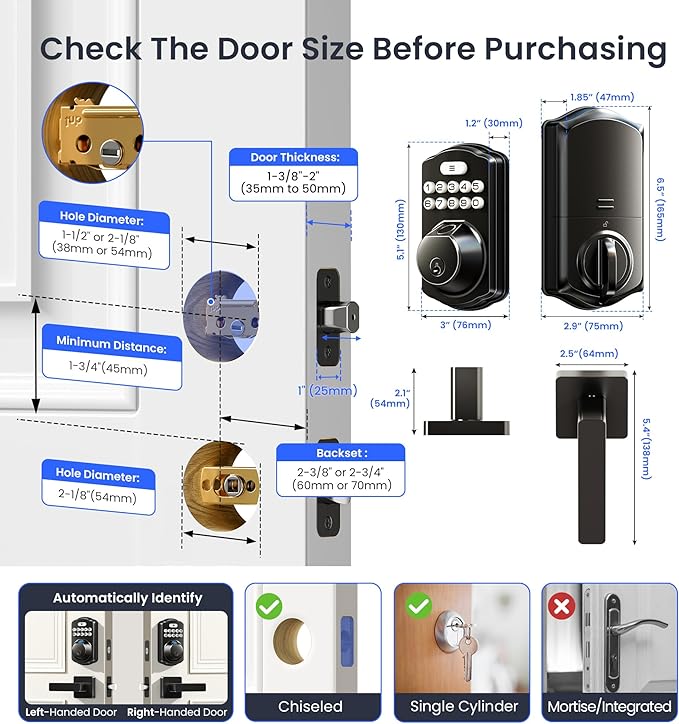 Veise VE012W-L Built-in Wi-Fi Fingerprint Smart Lock - Image 9