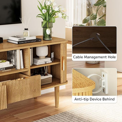 DAMCROP 62.4 Inch Fluted TV Stand, Modern Media Console Table - Image 7