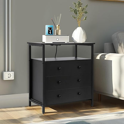 Edbuosy 3 Wooden Drawers Nightstand, 27 Inch Wide Night Stand Set 2 - Image 8