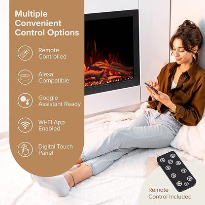 Modern Ember Highmark Traditional 33 Inch Built-in Smart Electric Fireplace - Image 3