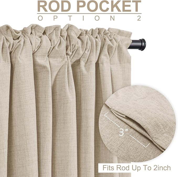 100% Blackout Shield Linen Blackout Curtains - Image 4