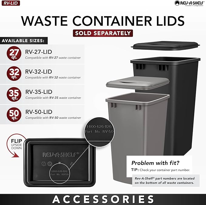 Rev-A-Shelf Double Trash Can Under Kitchen Cabinets Pullout, 35 Quart 8.75 - Image 6