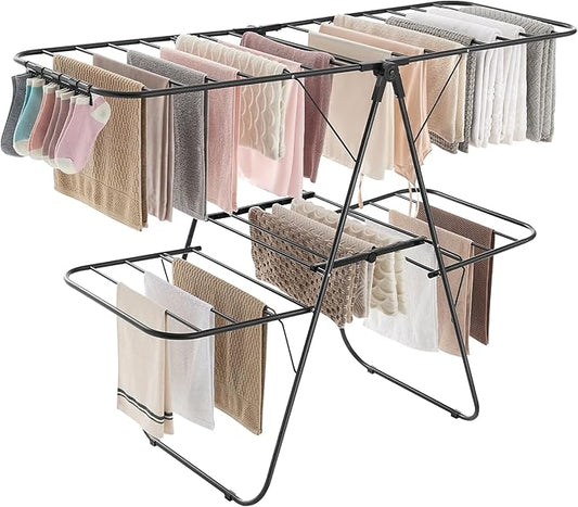 SONGMICS Clothes Drying Rack, Foldable 2-Level Laundry Drying Rack, by SONGMICSbySONGMICSHOME
