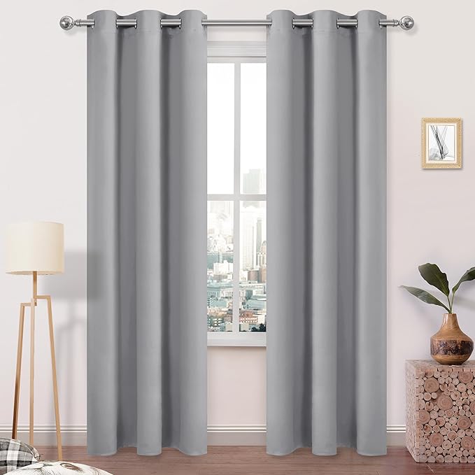 DWCN Thermal Black Out Curtains 84 Inch Length 2 Panels Set, Room Darkening by DWCN