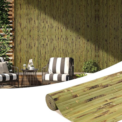 OUZUGIE 1 Pack 96x48 Inch Natural Bamboo Wall Panel – Green Burned Pole Wrap by OUZUGIE