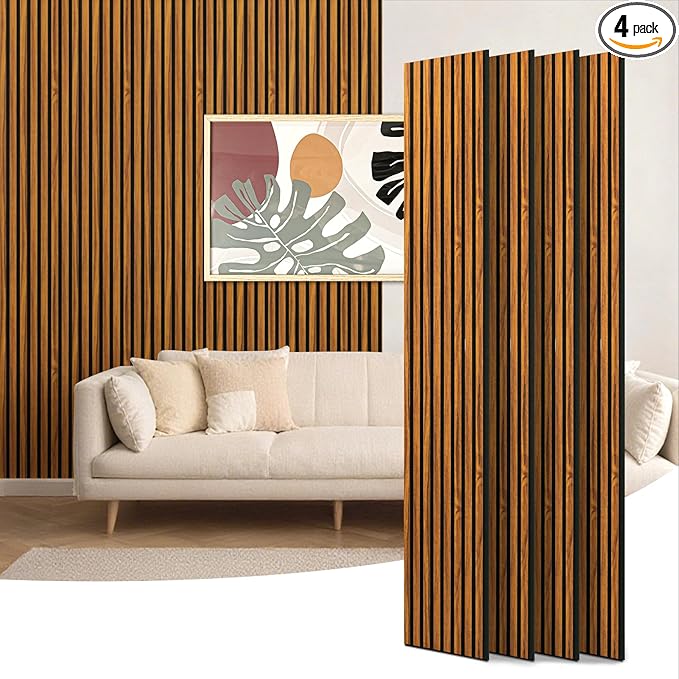Art3d 4-Piece 94 x 12.6 Inch Acoustic Lightweight Slat Wall Panel by Art3d