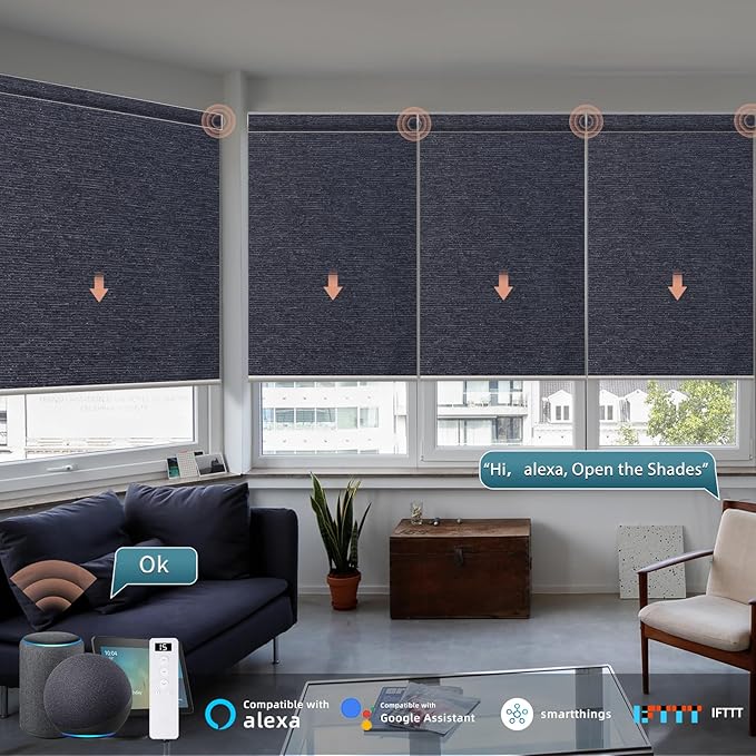 Motorized Roller Shade: 100% Blackout, Electric Blinds, Compatible - Image 2