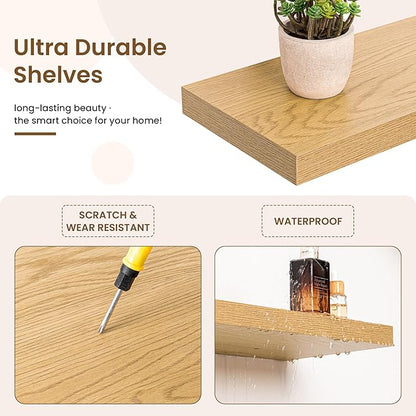32in Floating Shelves for Wall, 2 Pack Long Wall Mounted Engineered Wood Shelves - Image 4