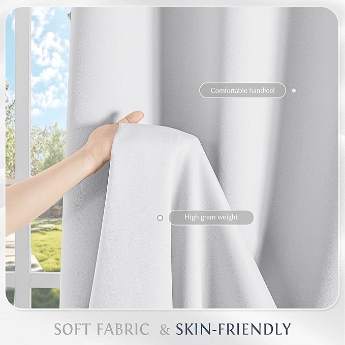 Beauoop White 100% Blackout Curtains 84 Inch Long 2 Panels - Image 7
