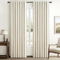 Warm Cream Thick Linen Black Out Curtains 86 Inch Long by QJMYDECO