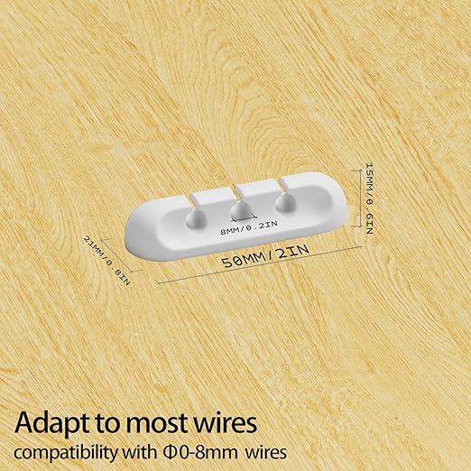 Apromisith USB Cable Organizer Clips Cord Holder, 12 Packs White Self Adhesive - Image 2