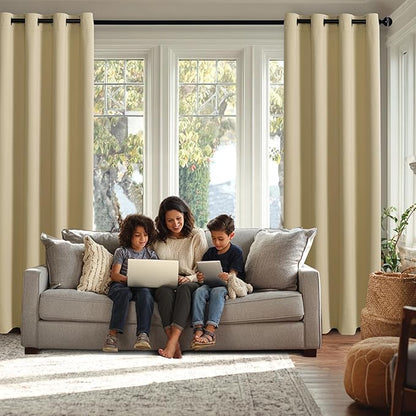 JIUZHEN Light Beige Blackout Curtains - Image 2