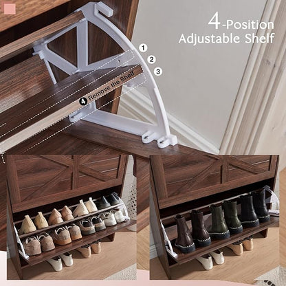 Shoe Storage Cabinet, Farmhouse Shoe Organizer - Image 6