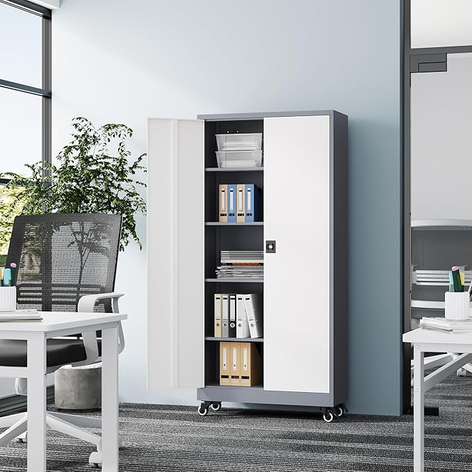 Metal Rolling Storage Cabinet-74.6” Tall Steel File Cabinets - Image 2