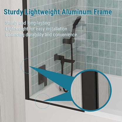 Sunrosa 24"×60" Bathtub Glass Panel, 8mm Thick Shower Screen, Matte Black - Image 6